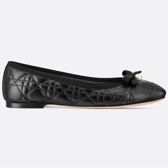 Dior Ballet Flats Quilted Cannage Calfskin in Black Size 36.5 NIB - Picture 3 of 9